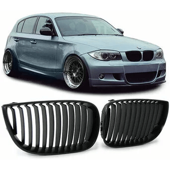 Nieren - BMW 1 Serie E81 / E87 - Mat Zwart | Ook Voor M Pakket - Beamerstyling.nl