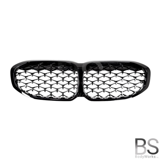 Nieren - BMW 1 Serie F40 - M135i look - Diamond - Hoogglans Zwart | 2019 - 2025 - Beamerstyling.nl