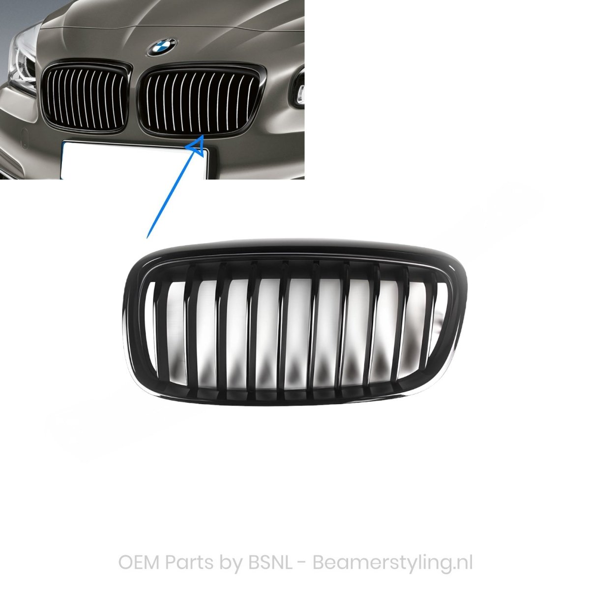 Nieren - BMW 2 Serie F45 / F46 - M Performance - Hoogglans Zwart | Origineel BMW - Beamerstyling.nl