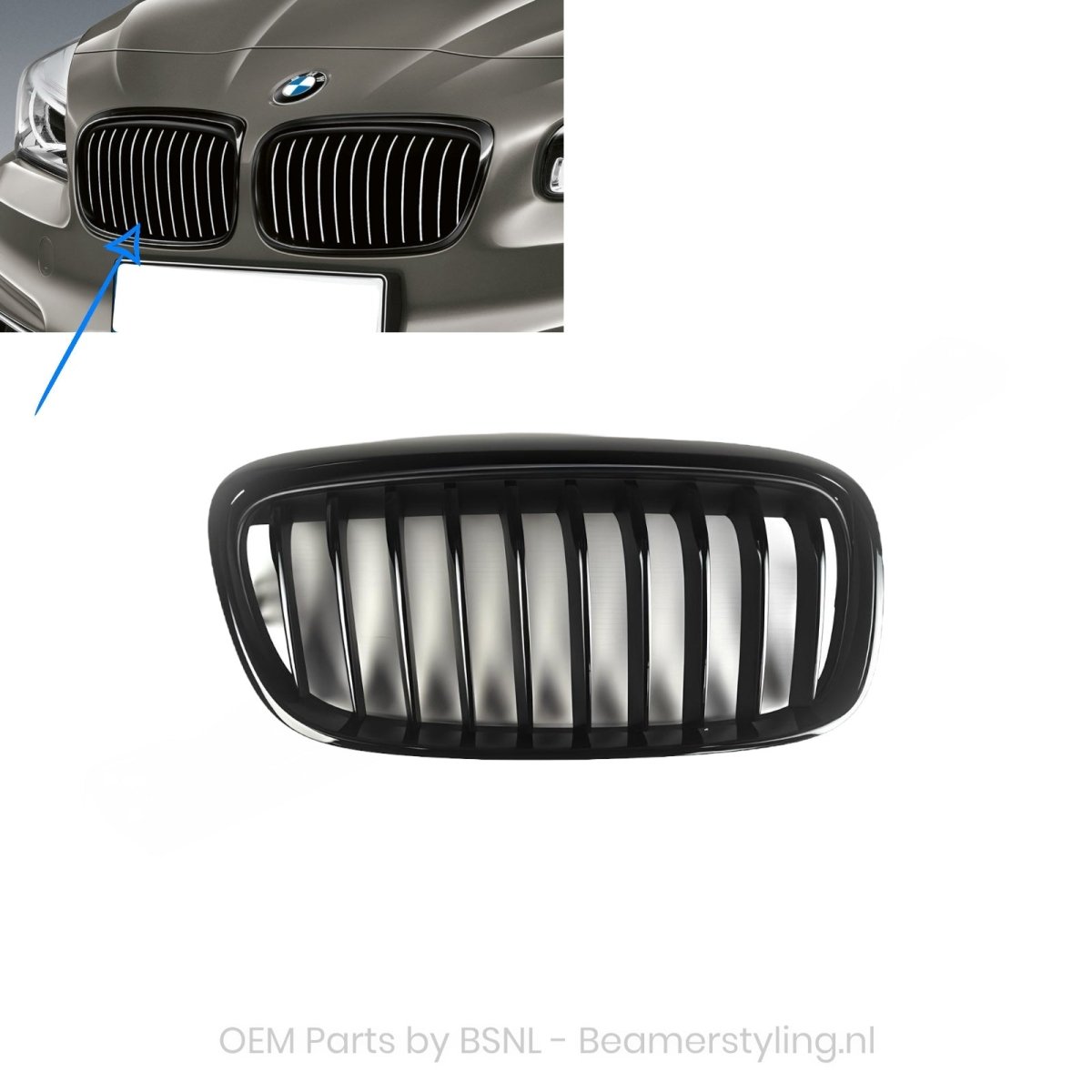 Nieren - BMW 2 Serie F45 / F46 - M Performance - Hoogglans Zwart | Origineel BMW - Beamerstyling.nl