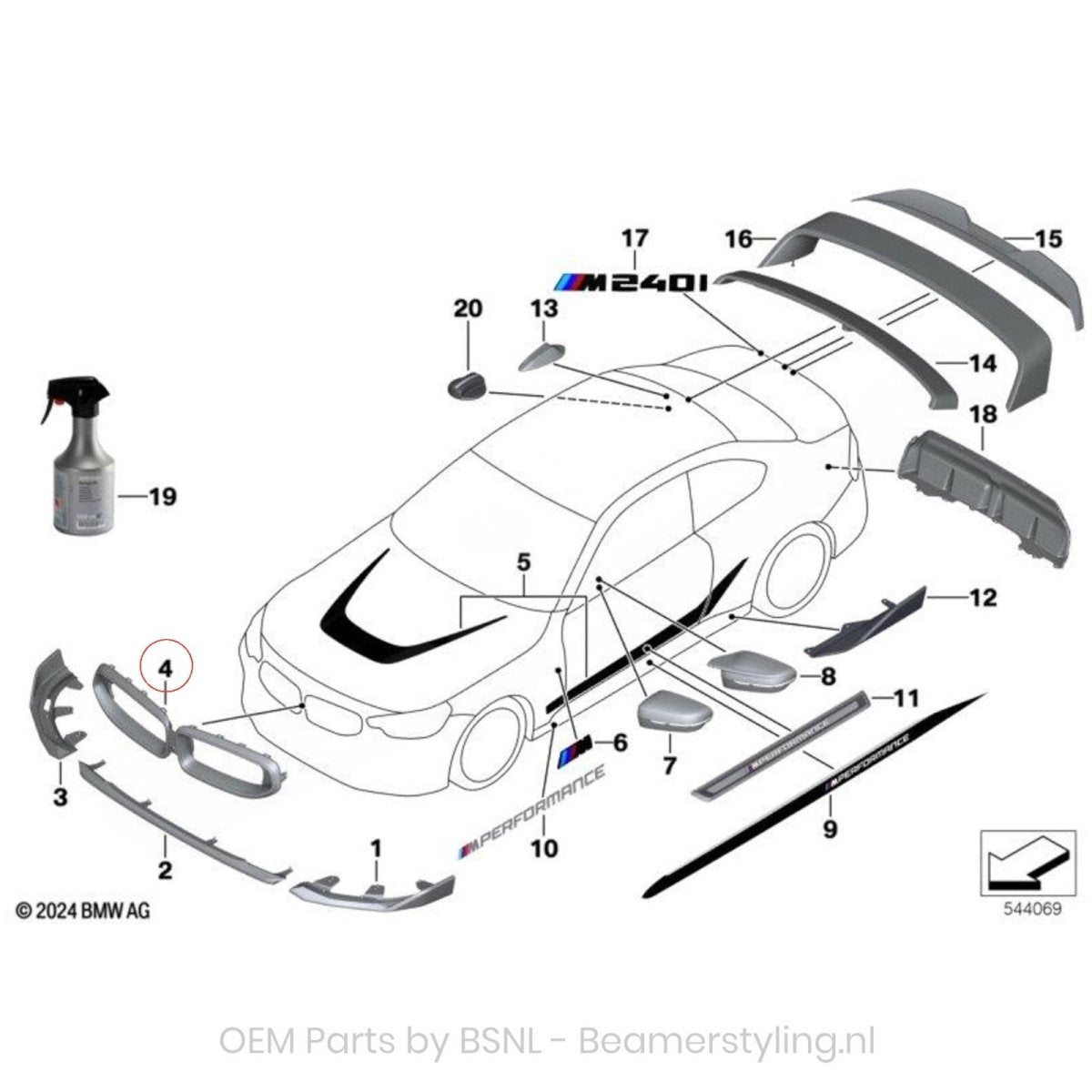 Nieren - BMW 2 Serie G42 - M Performance - Carbon | Origineel BMW - Beamerstyling.nl