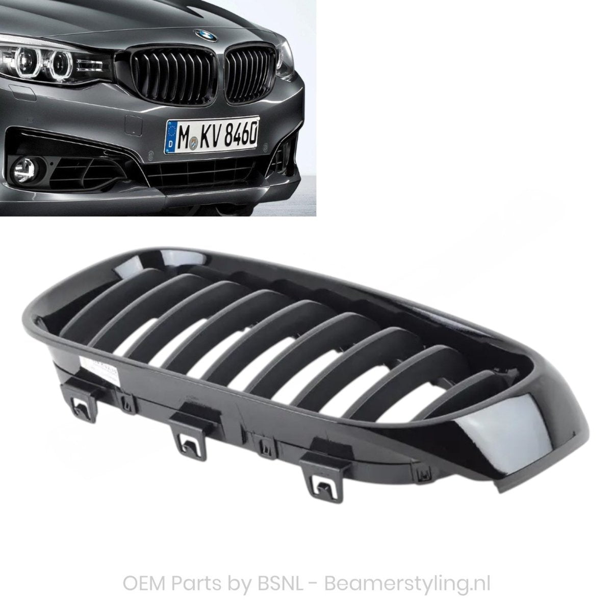Nieren - BMW 3 Serie F34 Gt - M Performance - Zwart - Links - 51712410147 | Origineel BMW - Beamerstyling.nl