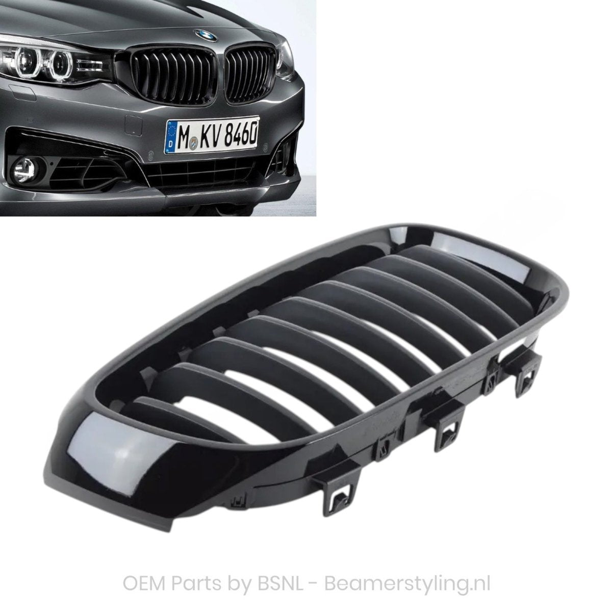Nieren - BMW 3 Serie F34 Gt - M Performance - Zwart - Rechts - 51712410146 | Origineel BMW - Beamerstyling.nl