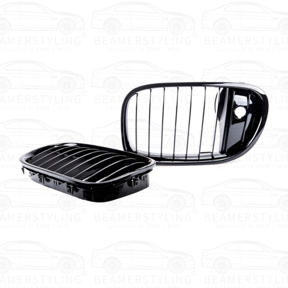 Nieren - BMW 7 Serie F01 / F02 LCI - Met Camera - Hoogglans Zwart | 07/2012 - 2015 - Beamerstyling.nl