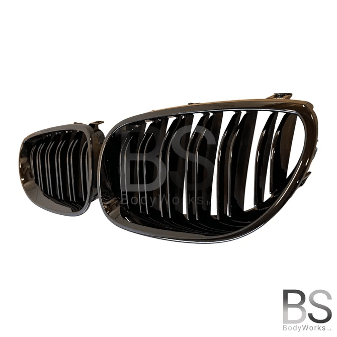 Nieren - BMW E60 / E61 - Hoogglans Zwart - Dubbele Spijlen | 2003 - 2010 - Beamerstyling.nl