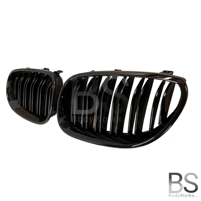 Nieren - BMW E60 / E61 - Hoogglans Zwart - Dubbele Spijlen | 2003 - 2010 - Beamerstyling.nl