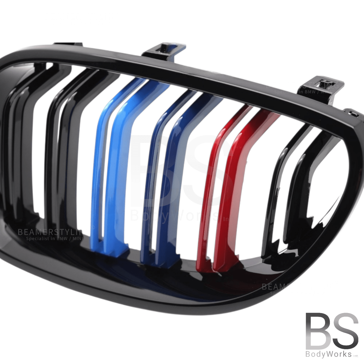 Nieren - BMW E60 / E61 - M look - M Kleuren - Hoogglans Zwart | 2003 - 2010 - Beamerstyling.nl