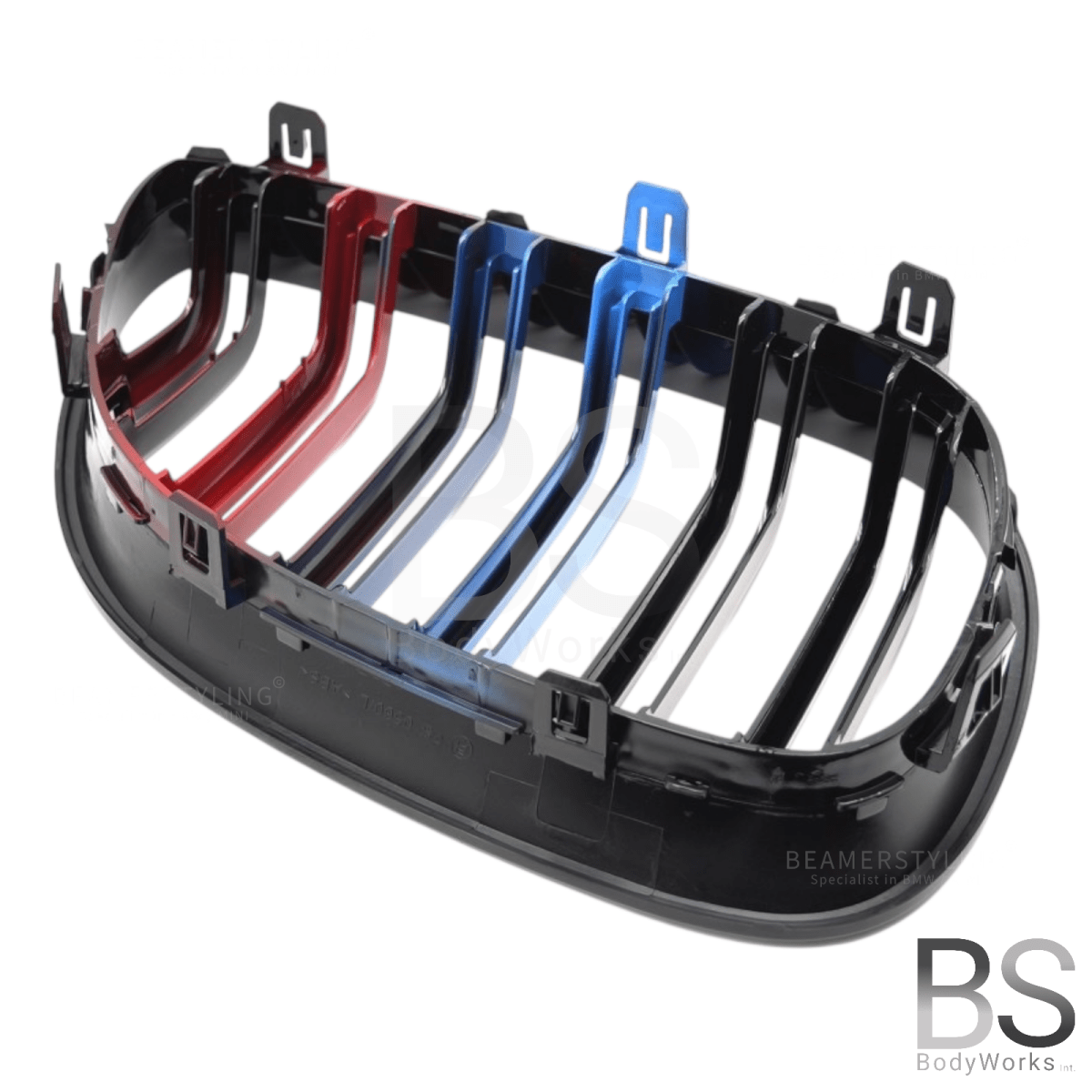 Nieren - BMW E60 / E61 - M look - M Kleuren - Hoogglans Zwart | 2003 - 2010 - Beamerstyling.nl