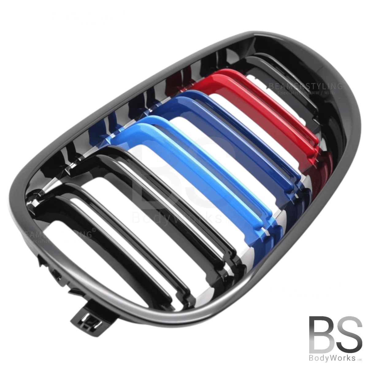 Nieren - BMW E60 / E61 - M look - M Kleuren - Hoogglans Zwart | 2003 - 2010 - Beamerstyling.nl