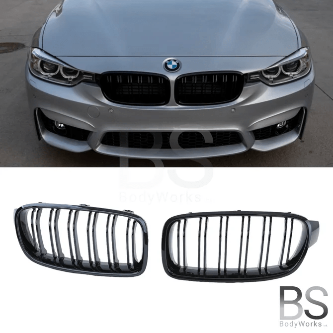 Nieren - BMW F30 / F31 - Dubbele Spijlen - Glanzend Zwart - Beamerstyling.nl