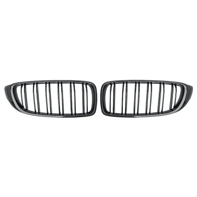 Nieren - BMW F32 / F33 / F36 - Zwart / Carbon - Dubbele Spijlen - Beamerstyling.nl