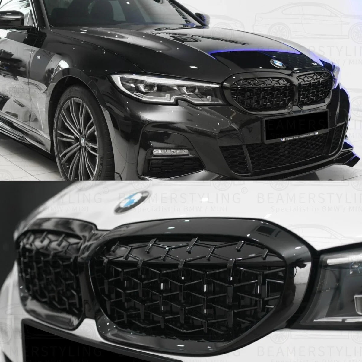 Nieren - BMW G20 / G21 - Diamond - Hoogglans Zwart | 2019 - 2022 - Beamerstyling.nl