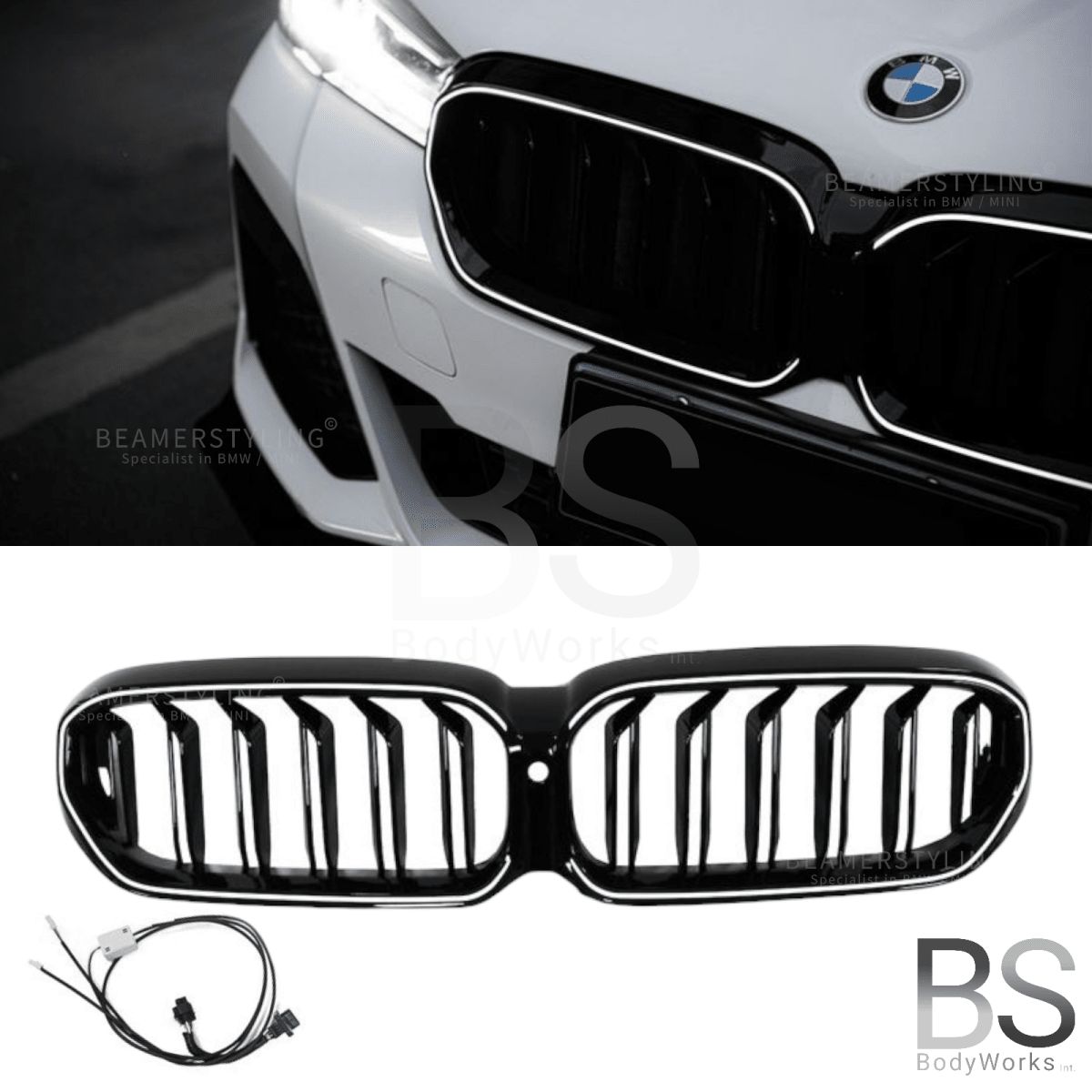 Nieren - BMW G30LCI / G31LCI - LED - M look - Hoogglans zwart - Compleet | 20 - 23 - Beamerstyling.nl