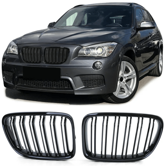 Nieren - BMW X1 E84 - Hoogglans Zwart - Dubbele Spijlen | 09 - 15 - Beamerstyling.nl