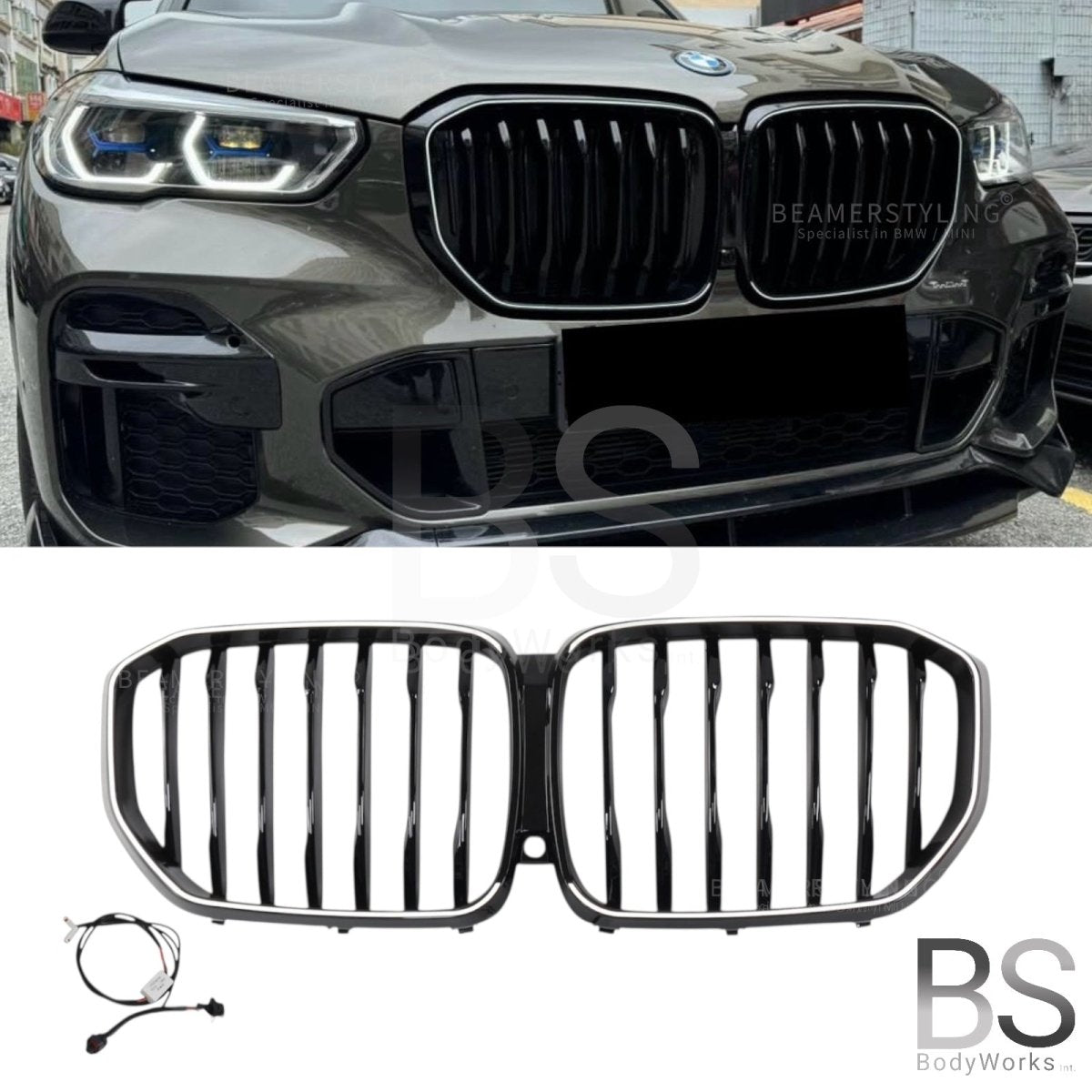 Nieren - BMW X5 G05 - LED - Mp Look - Hoogglans Zwart | 2018 - 03/2023 - Beamerstyling.nl