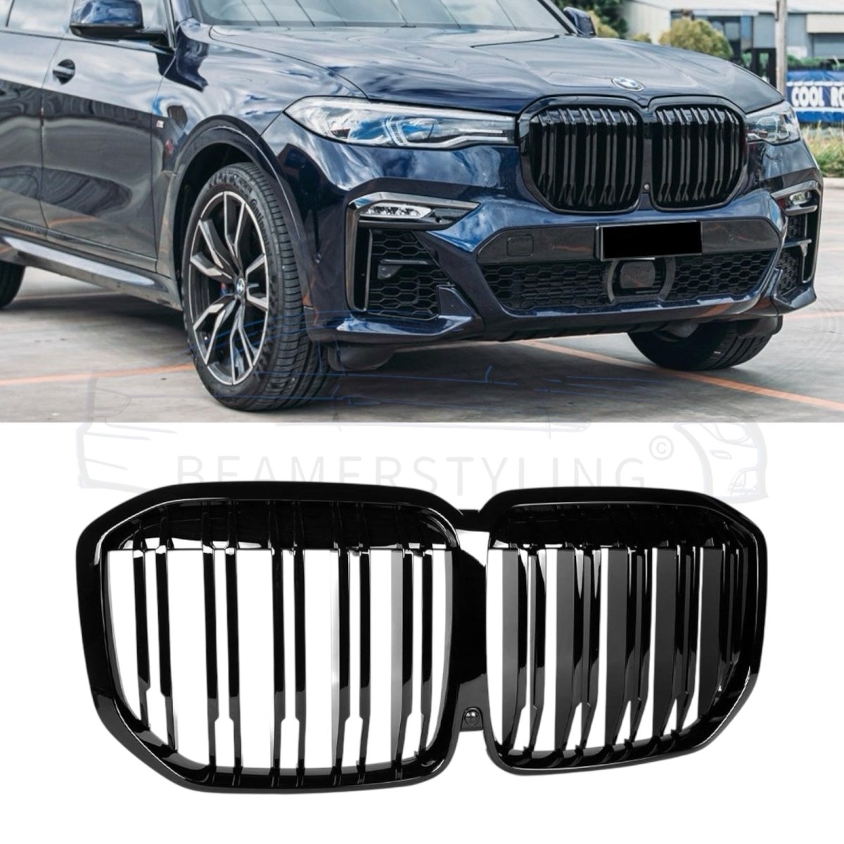 Nieren - BMW X7 G07 - M Look V2 - Hoogglans Zwart | 2019 - 06/2022 - Beamerstyling.nl