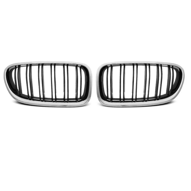 Nieren / Grill Delen Glanzend Zwart / Chroom Dubbel Spijls BMW 5 Serie F10 / F11 - Beamerstyling.nl