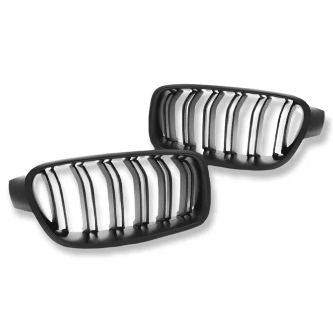 Nieren / Grill Delen Mat Zwart Dubbele Spijlen BMW 3 Serie F30 / F31 - Beamerstyling.nl