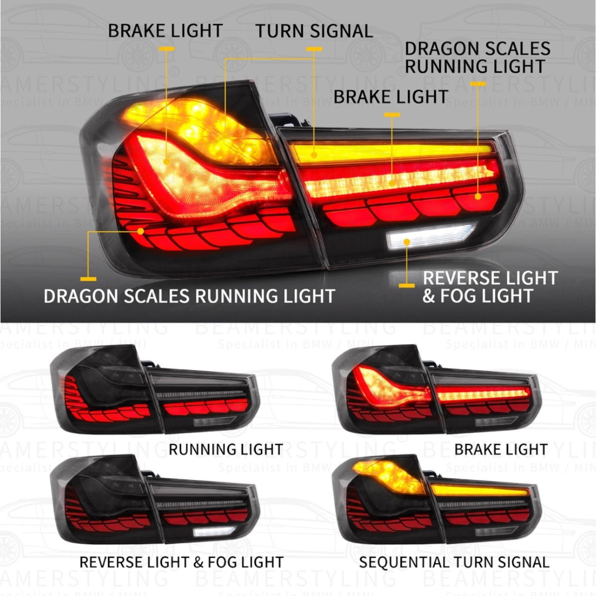 OLED Achterlichten - BMW F30 & F80 - Gts Design - Smoke | 2011-2019 - Beamerstyling.nl