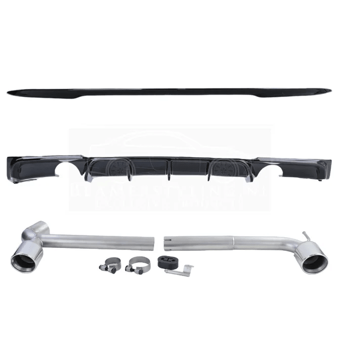 Pakket Deal V4 - BMW F30 | Diffuser - Spoiler - Uitlaat 335I/340I | Glanzend Zwart - Beamerstyling.nl