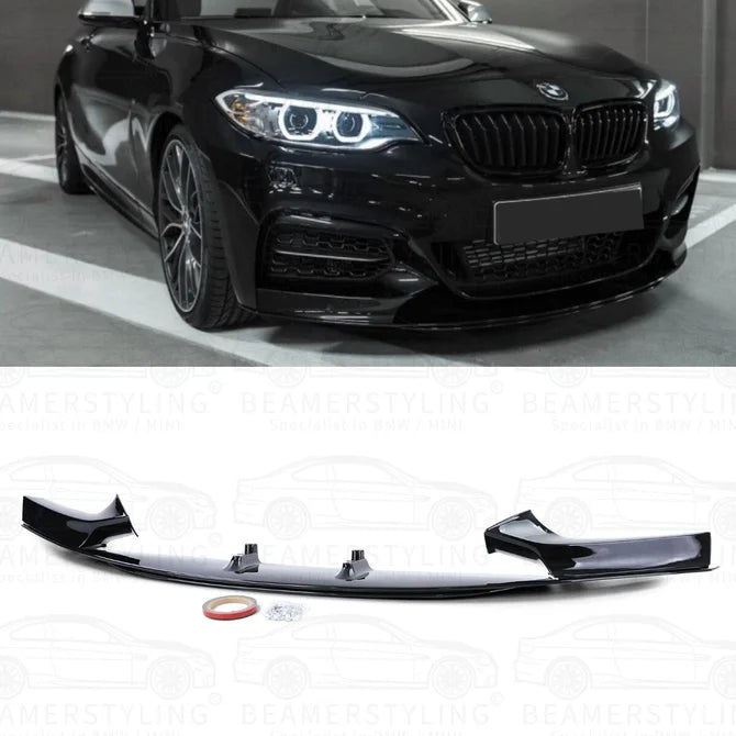 Front Lip - BMW F22 / F23 - M Performance Look - Hoogglans Zwart | 14-21