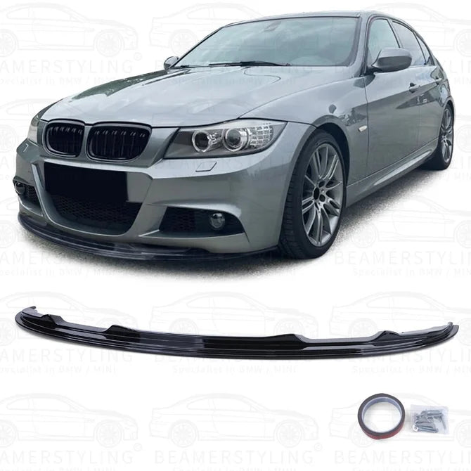 Front Lip - BMW E90 / E91 - Voor M Pakket - Hoogglans Zwart | 08-12