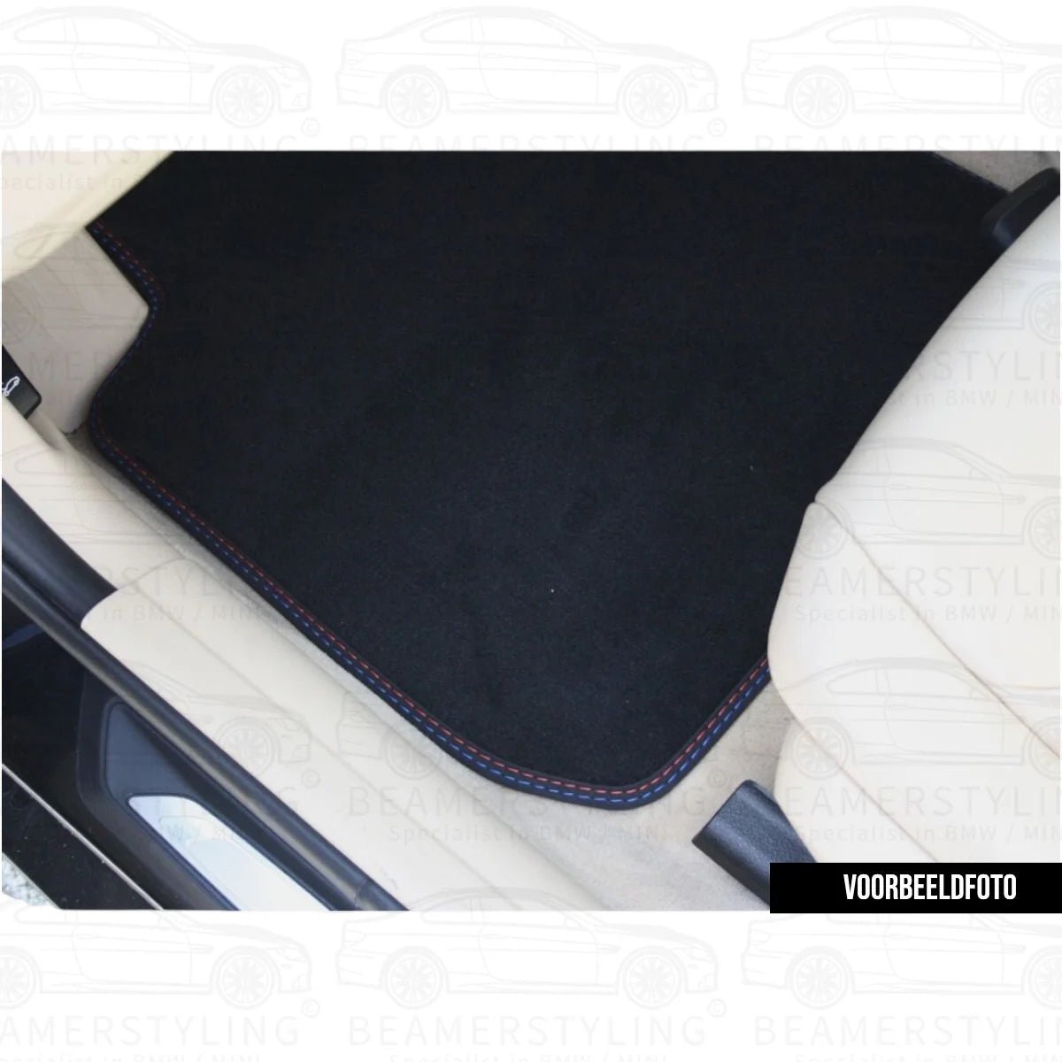 Premium Vloermatten - BMW 3 Serie E46 Sedan / Touring - Blauw/Rode Stiksels - Velours | 1998 - 2005 - Beamerstyling.nl