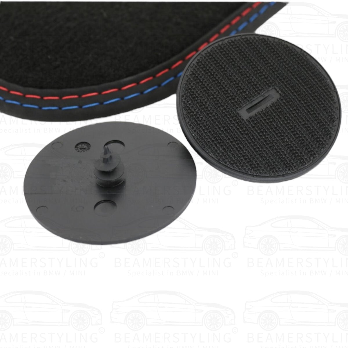 Premium Vloermatten - BMW 5 Serie E60 / E61 - Blauw/Rode Stiksels - Velours | 2003 - 2010 - Beamerstyling.nl