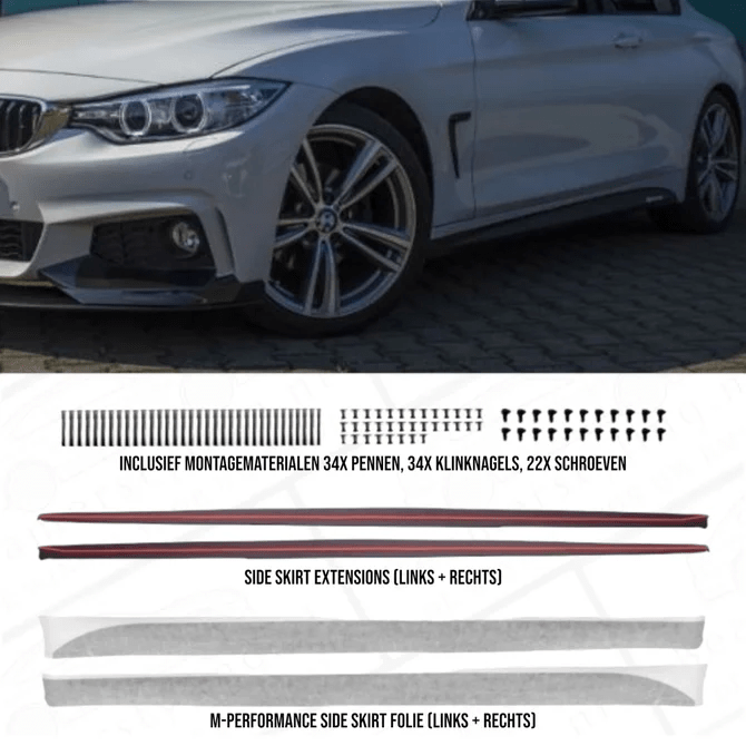 Side Skirts Extensions + Folie - BMW F32 / F33 / F36 - Voor M Pakket | 2013 - 2019 - Beamerstyling.nl