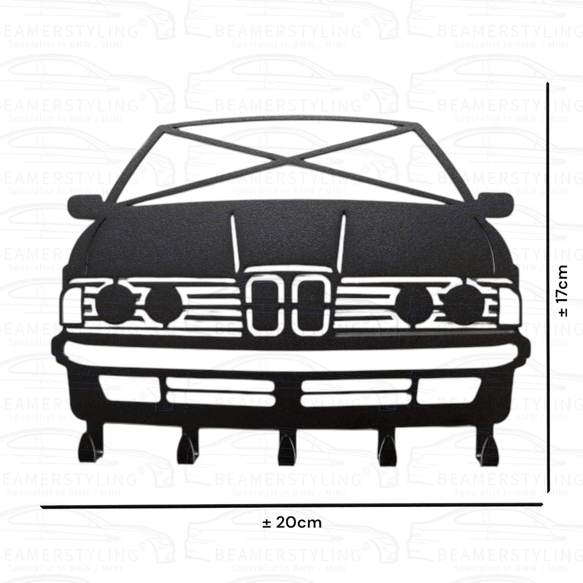 Sleutelrek - BMW E24 - Staal - Zwart | ±20x17cm - Beamerstyling.nl