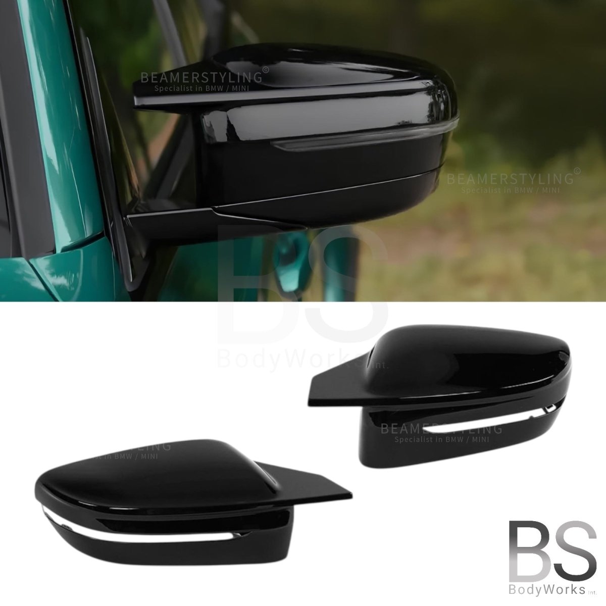 Spiegelkappen - BMW G42 / G20 / G22 / G30 / G32 / G11 / G14 - M Look V2 - Hoogglans Zwart - Beamerstyling.nl