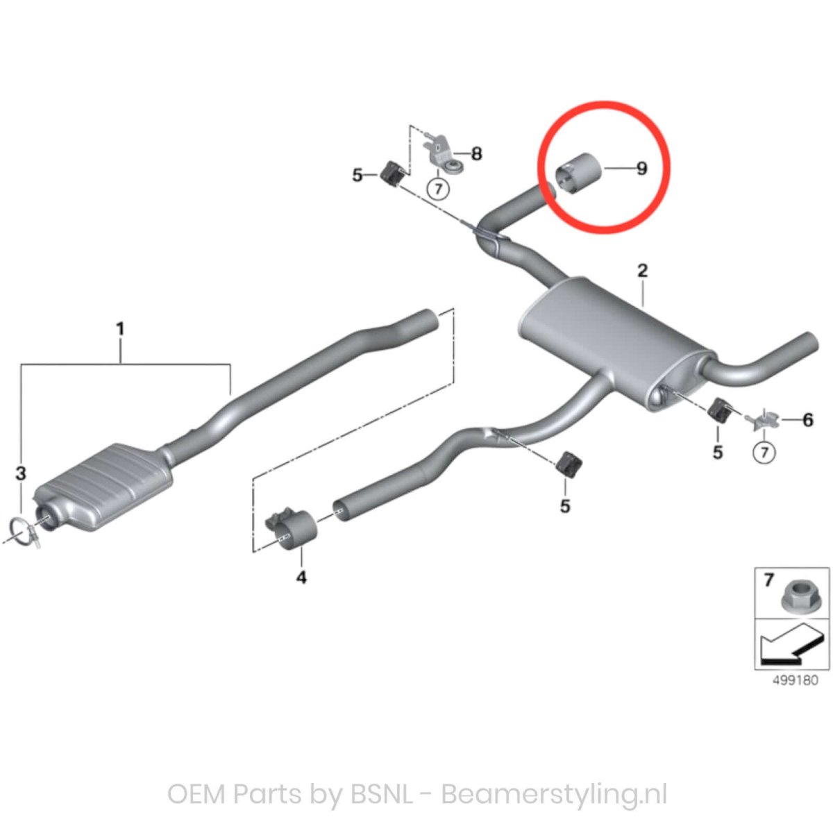 Uitlaat Sierstuk - BMW 2 Serie F44, X2 F39 - Black/Chrome - 18 30 9 489 053 | Origineel BMW - Beamerstyling.nl