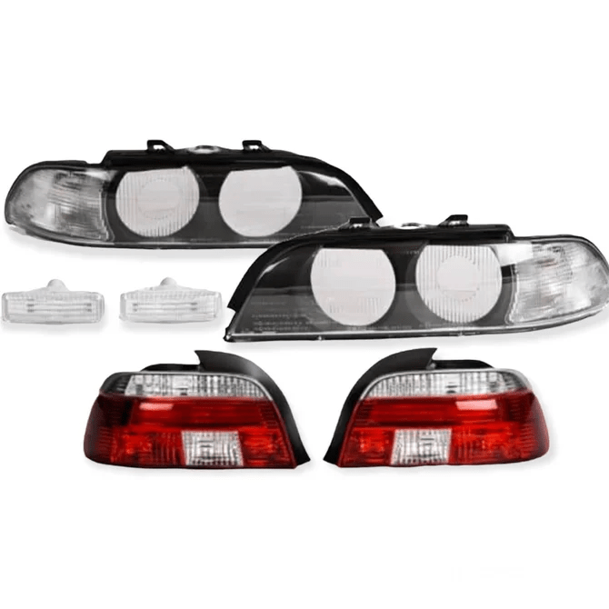 Verlichting Set Achterlichten + Beglazing + Zij-Knippers Facelift Look BMW 5 Serie E39 - Beamerstyling.nl