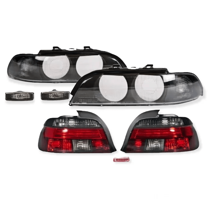Verlichting Set Smoke Achterlichten + Beglazing + Zij-Knippers Facelift Look BMW 5 Serie E39 - Beamerstyling.nl