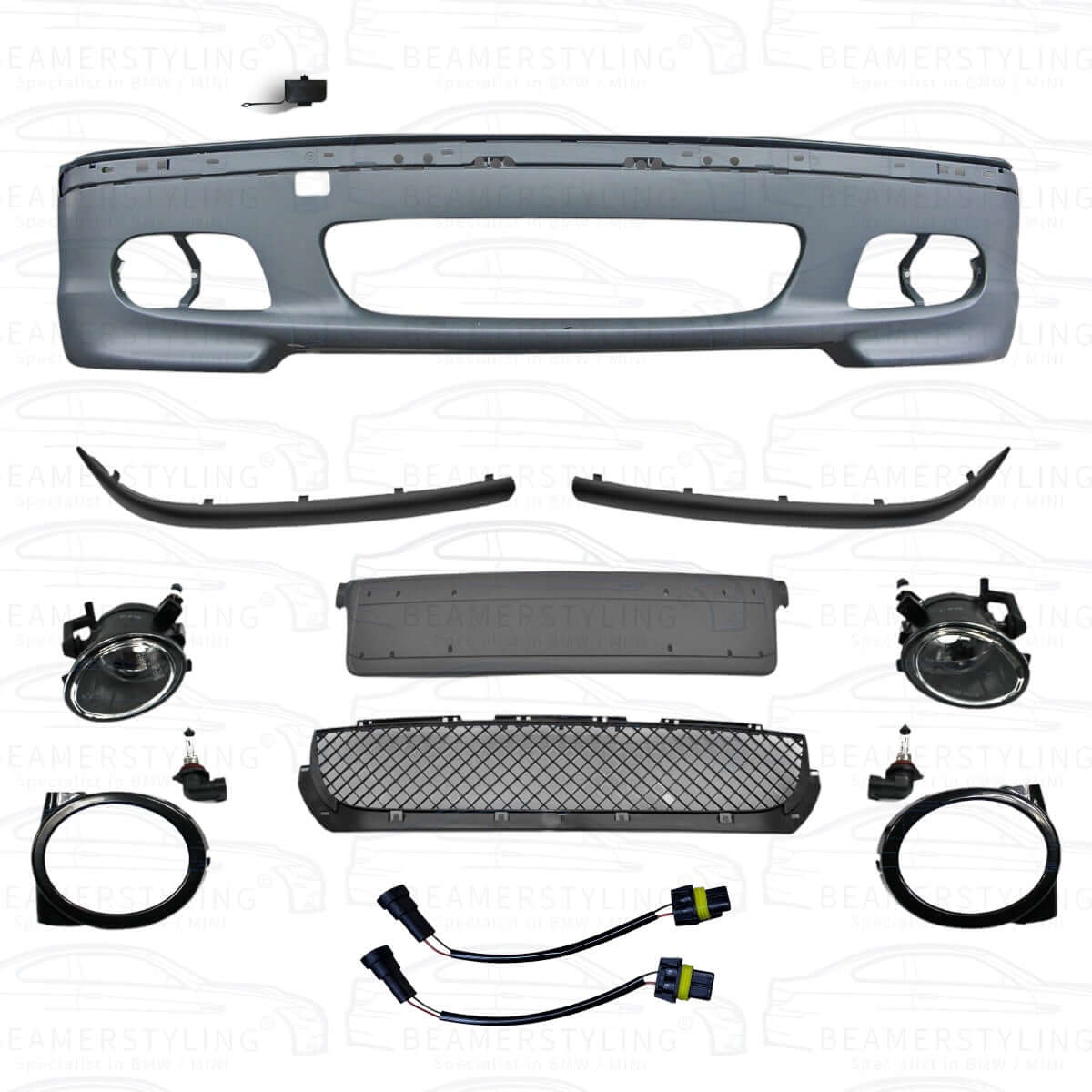 Voorbumper - BMW E46 Sedan / Touring - Incl. Mistlampen + Stekkers - M Pakket Look | 98 - 05 - Beamerstyling.nl