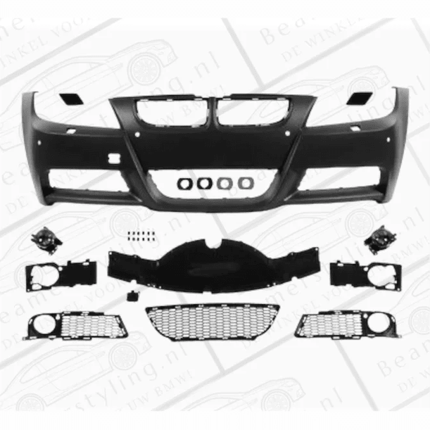 Voorbumper M Sport Pakket Look E90 / E91 2005 - 2008 — Met Parkeersensoren Met Koplampreiniging - Beamerstyling.nl